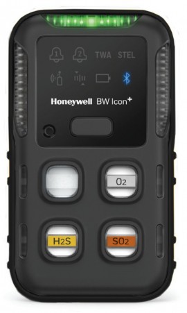 Honeywell BW Icon+ Series Multi-Gas Detector, O&lt;sub&gt;2&lt;/sub&gt;/H&lt;sub&gt;2&lt;/sub&gt;S/SO&lt;sub&gt;2&lt;/sub&gt;, black-