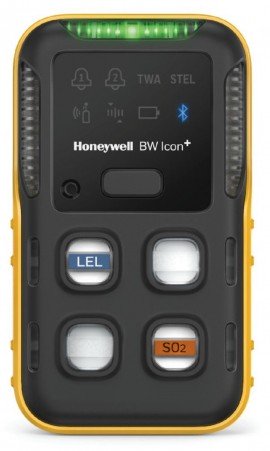 Honeywell BW Icon+ Series Multi-Gas Detector, %LEL(IR)/SO<sub>2</sub>, yellow-