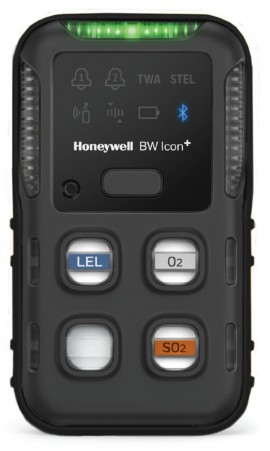 Honeywell BW Icon+ Series Multi-Gas Detector, %LEL(IR)/O&lt;sub&gt;2&lt;/sub&gt;/SO&lt;sub&gt;2&lt;/sub&gt;, black-