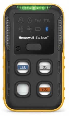 Honeywell BW Icon+ Series Multi-Gas Detector, %LEL(IR)/O&lt;sub&gt;2&lt;/sub&gt;/SO&lt;sub&gt;2&lt;/sub&gt;, yellow-