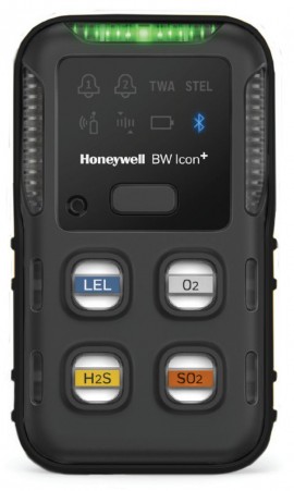 Honeywell BW Icon+ Series Multi-Gas Detector, %LEL(IR)/O&lt;sub&gt;2&lt;/sub&gt;/H&lt;sub&gt;2&lt;/sub&gt;S/SO&lt;sub&gt;2&lt;/sub&gt;, black-