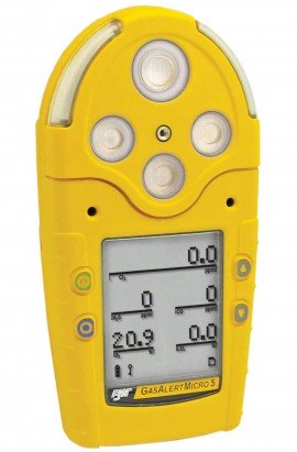 BW M5-XW0Y-A-D-D-Y-N-00 GasAlertMicro LEL/O2/H2S/CO 5-Gas Detector, Alkaline Batteries-