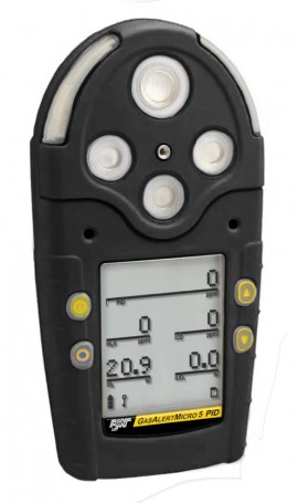 Honeywell BW GasAlertMicro 5 IR Multi-Gas Detector with rechargeable battery and pump, CO<sub>2</sub>2 (IR)/%LEL/O<sub>2</sub>/H<sub>2</sub>S, black-