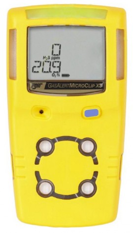 Honeywell BW MicroClip X3 Series Multi-Gas Detector, O&lt;sub&gt;2&lt;/sub&gt;/H&lt;sub&gt;2&lt;/sub&gt;S, yellow-
