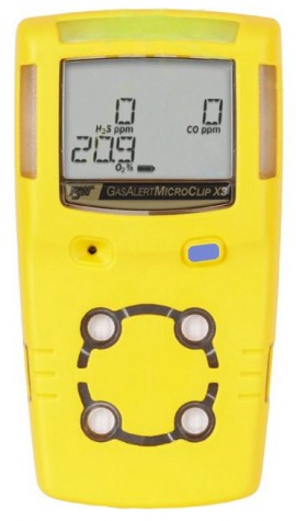 Honeywell BW MicroClip X3 Series Multi-Gas Detector, O&lt;sub&gt;2&lt;/sub&gt;/H&lt;sub&gt;2&lt;/sub&gt;S/CO, yellow-