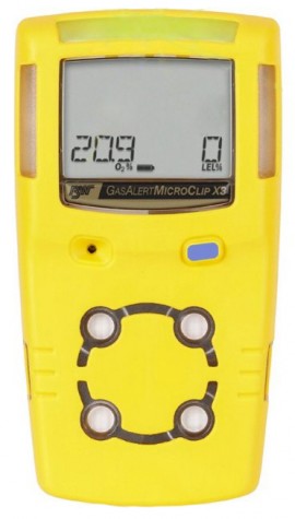 Honeywell BW MicroClip X3 Series Multi-Gas Detector, %LEL (unfiltered)/O&lt;sub&gt;2&lt;/sub&gt;, yellow-