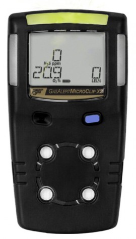 Honeywell BW MicroClip X3 Series Multi-Gas Detector, %LEL (unfiltered)/O&lt;sub&gt;2&lt;/sub&gt;/H&lt;sub&gt;2&lt;/sub&gt;S, black-