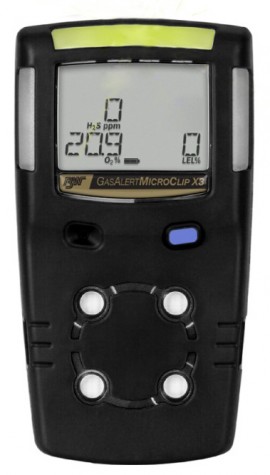 Honeywell BW MicroClip X3 Series Multi-Gas Detector, %LEL/O&lt;sub&gt;2&lt;/sub&gt;/H&lt;sub&gt;2&lt;/sub&gt;S, black-