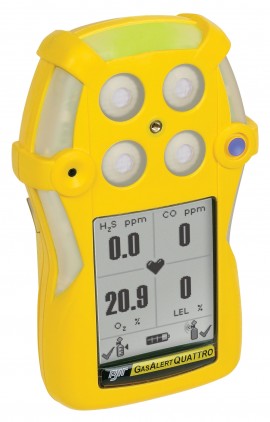 Honeywell BW GasAlertQuattro Multi-Gas Detector, %LEL/O<sub>2</sub>, rechargeable battery-