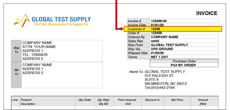 GTS Invoice sample screenshot